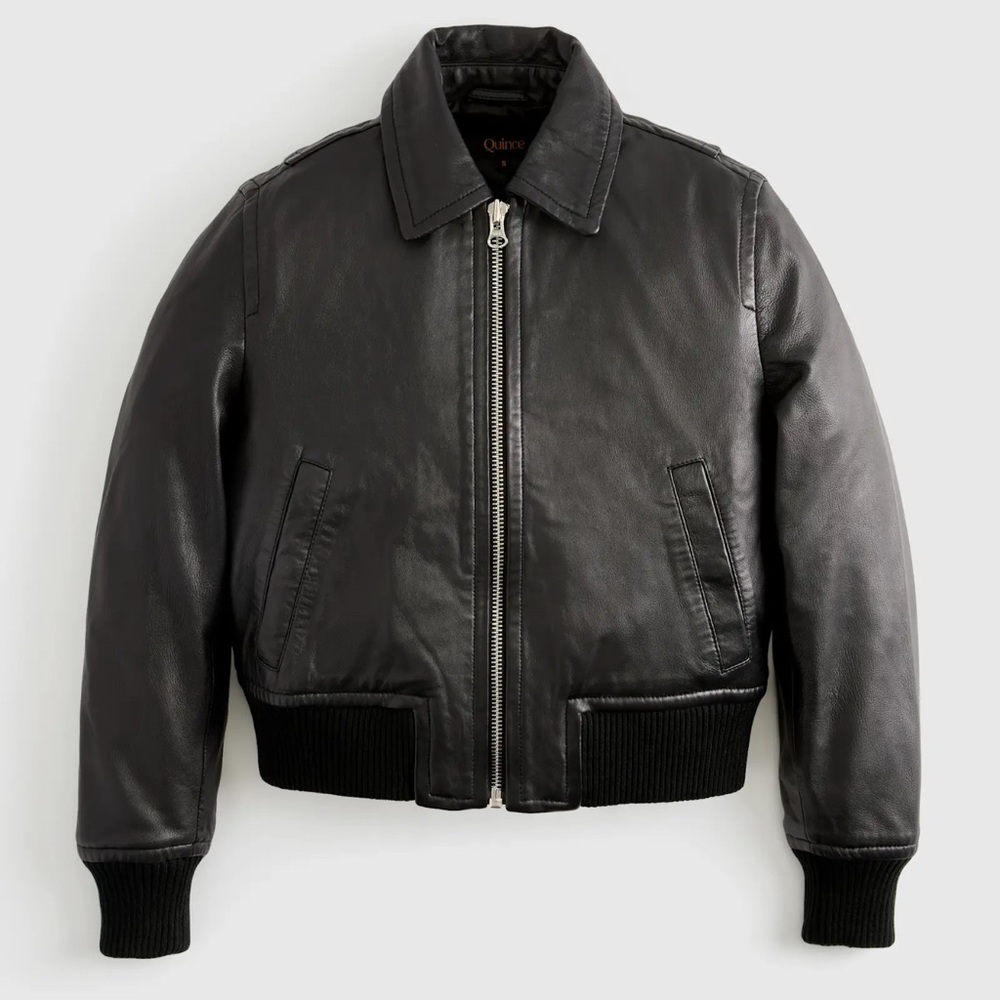 Quince washed leather bomber jacket